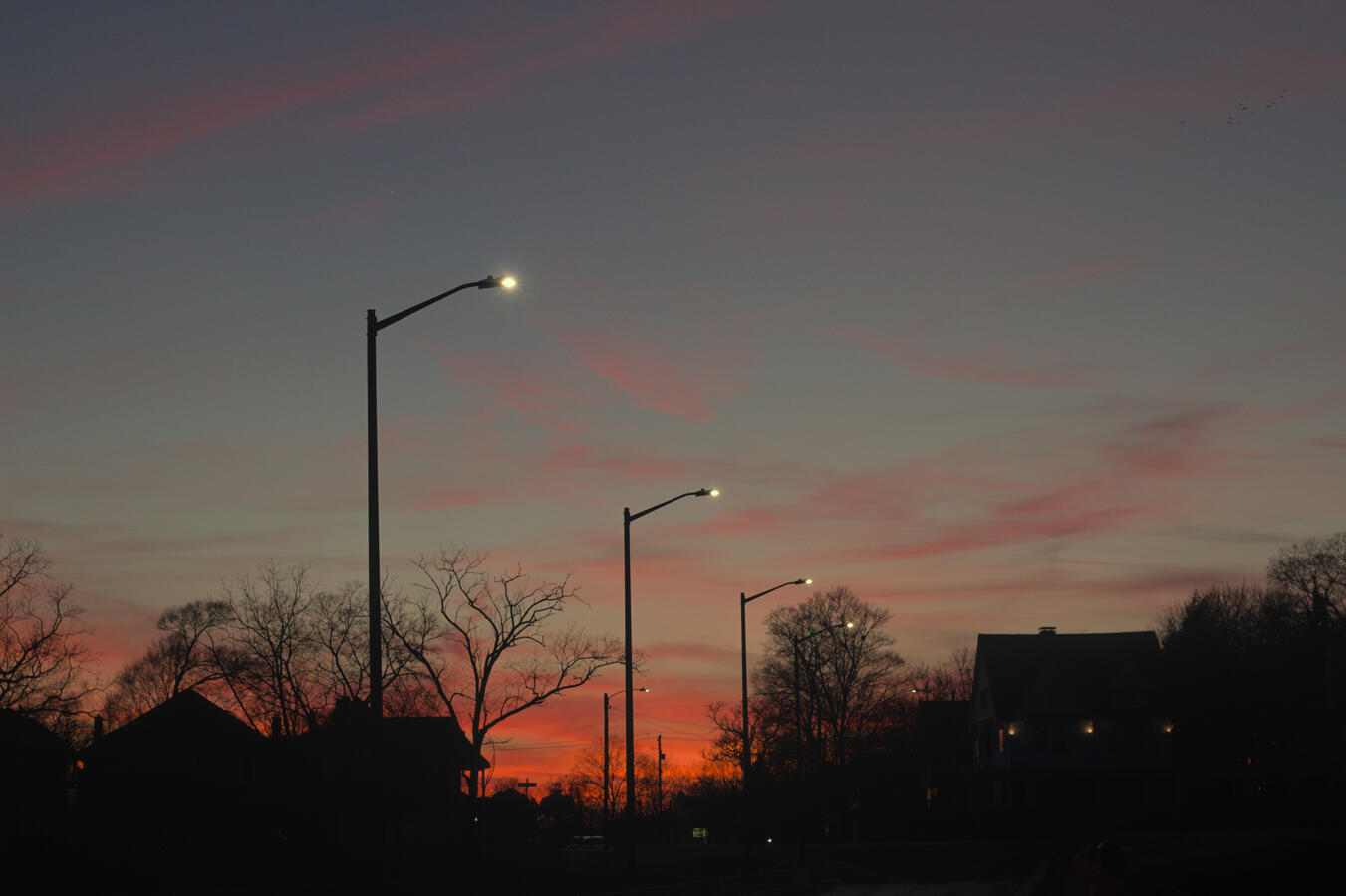 The copper sun sets