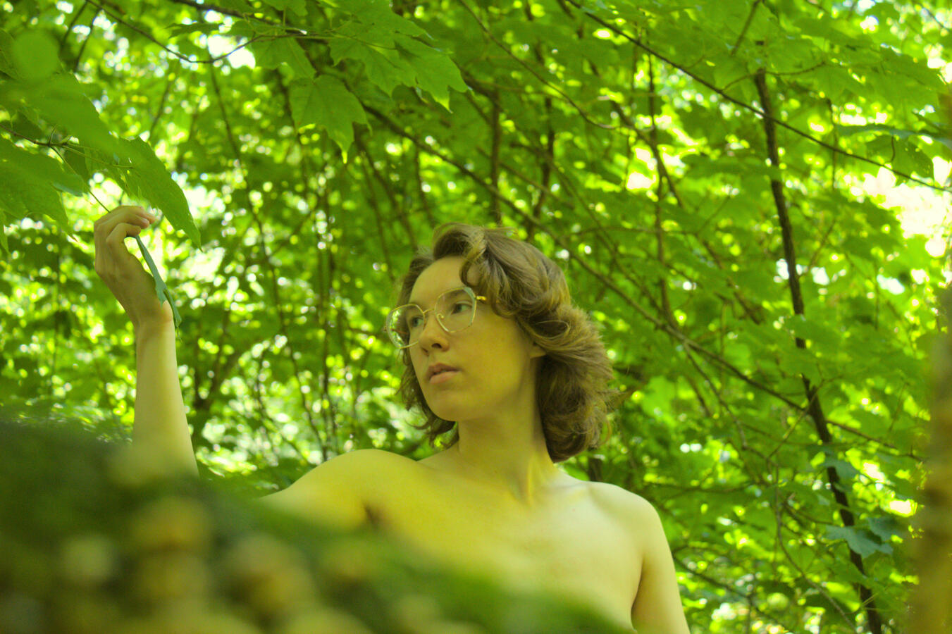I shouldn't have to feel nervous taking a photograph of my love. The body and forest is natural; yet law states otherwise- discriminating by which sex can express its natural beauty.